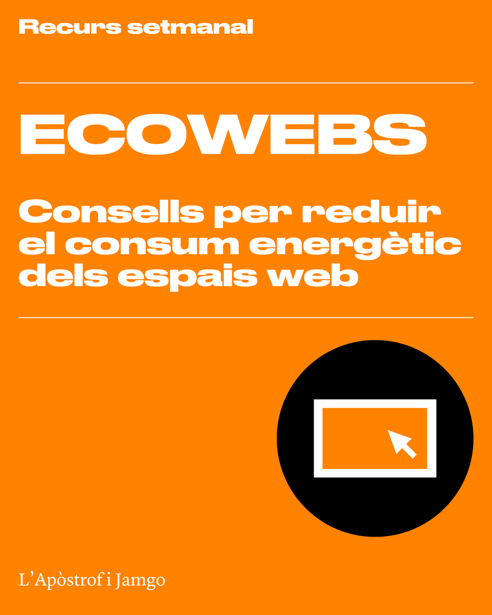 coopstreball's tweet image. El #RecursDeLaSetmana que us fem arribar avui és #Ecowebs, un seguit de consells per reduir el consum energètic dels vostres espais web, com a contribució a un futur més verd

⚙️Elaborats per @jamgoCoop i l&apos;@Apostrof_coop 

➡️ grupecos.coop/ecoweb/