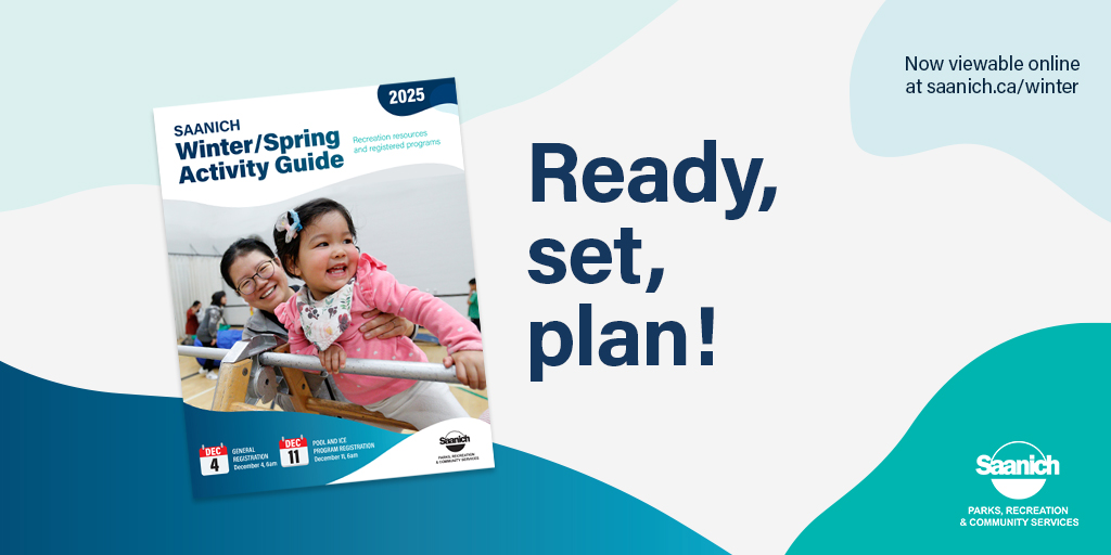 The Winter/Spring Activity Guide is here! ✨
Visit saanich.ca/winter and start adding programs, lessons and more to your online wish list.
📅General registration opens Dec 4 at 6am
📅Pool and ice program registration opens Dec 11 at 6am