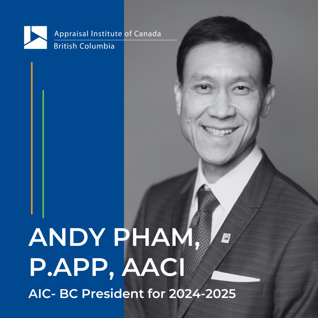 AICanada_BC's tweet image. We’re excited to share that Andy Pham, P. App, AACI, has been elected 2024-2025 President of the British Columbia Association of the Appraisal Institute of Canada (AIC-BC).

#Leadership #AICBC #ProfessionalAppraiser