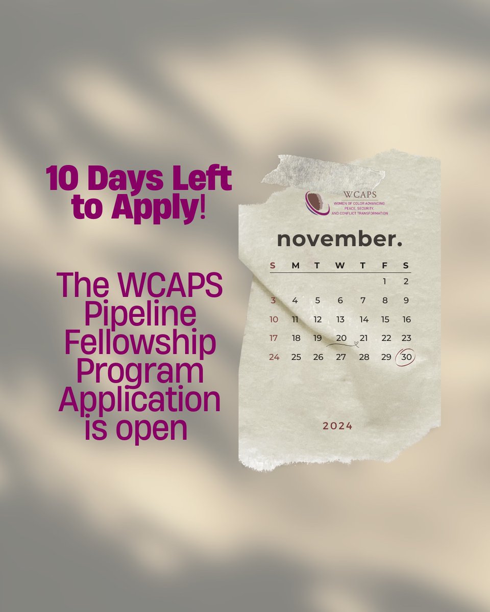 WCAPSnet's tweet image. TEN DAYS LEFT TO APPLY!
For more information about the WCAPS Pipeline Fellowship, be sure to check out the Information Session linked below!
Pipeline Info Session: ow.ly/jvV050UaVYp
To apply, click here: ow.ly/RvUq50UaVYo