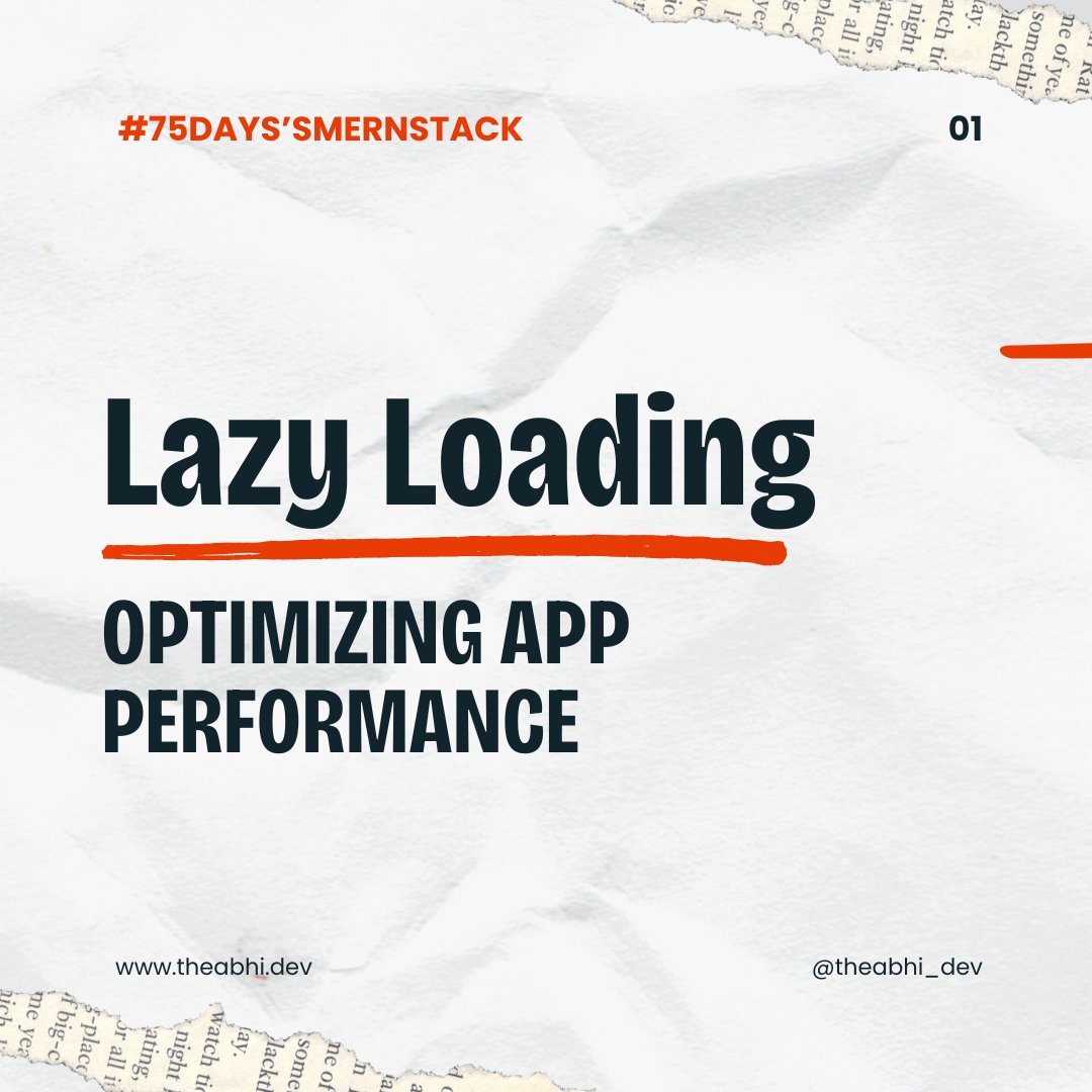 theabhi_dev's tweet image. Boost your app's performance with lazy loading and code splitting in React! 🚀 Learn how React.lazy and Suspense optimize your app for speed and efficiency. 💡 #ReactLazyLoading #ReactPerformance #MERNChallenge