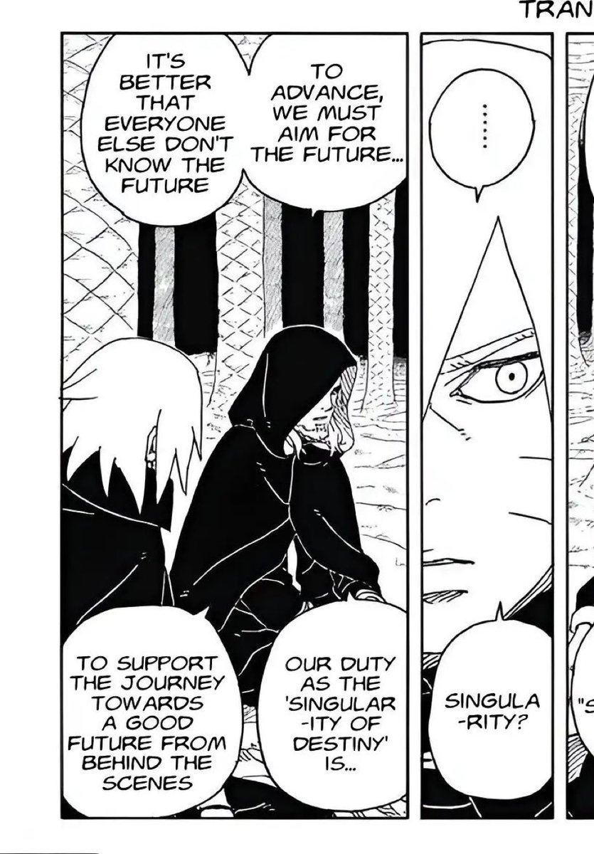 rien_bsu_ms_k's tweet image. Sumire & Kasin Koji say same thing.
Koji is wary of the beings that cause variables in future.
Sumire & Sarada don't know Boruto's plan, but they know it is his idea he will not tell them anything on purpose.
So Sumire is saying "We should not be the variables of Boruto's plan".