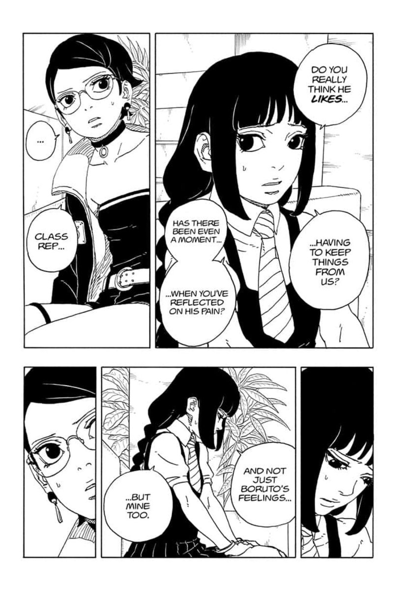 rien_bsu_ms_k's tweet image. Sumire & Kasin Koji say same thing.
Koji is wary of the beings that cause variables in future.
Sumire & Sarada don't know Boruto's plan, but they know it is his idea he will not tell them anything on purpose.
So Sumire is saying "We should not be the variables of Boruto's plan".