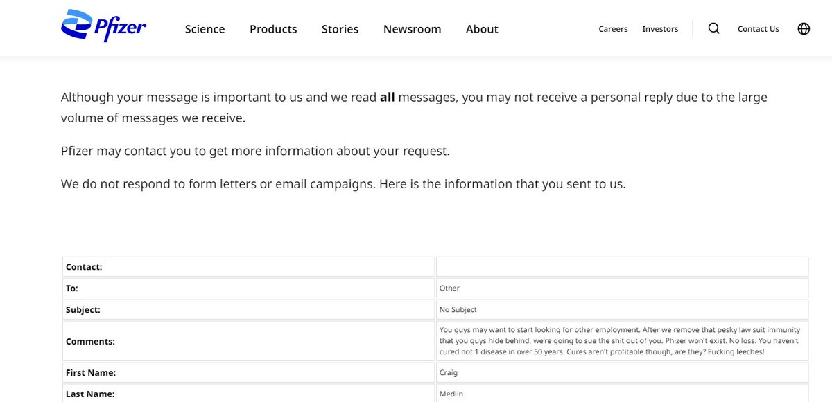 jcmedlin72's tweet image. I have a message for the people of #Phizer

&quot;You guys may want to start looking for other employment. After we remove that pesky law suit immunity that you guys hide behind, we&apos;re going to sue the shlt out of you. Phizer won&apos;t exist. No loss. You haven&apos;t cured not 1 disease in…