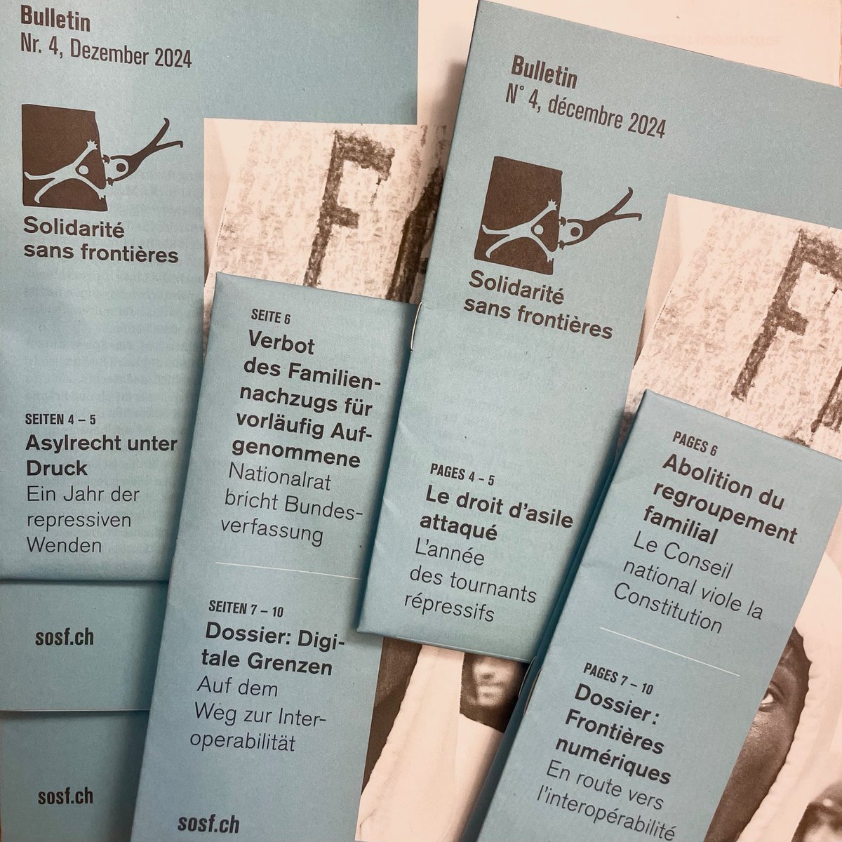 Sneak Preview auf das Dezember-Bulletin von Sosf, mit  vielen Texten zu den aktuellen Angriffen auf das Asylrecht. Bis Ende Woche im Briefkasten unserer Mitglieder, im Dezember dann als PDF auf sosf.ch. Lust auf eine Print-Version? --&gt; sosf.ch/mitgliedschaft…
