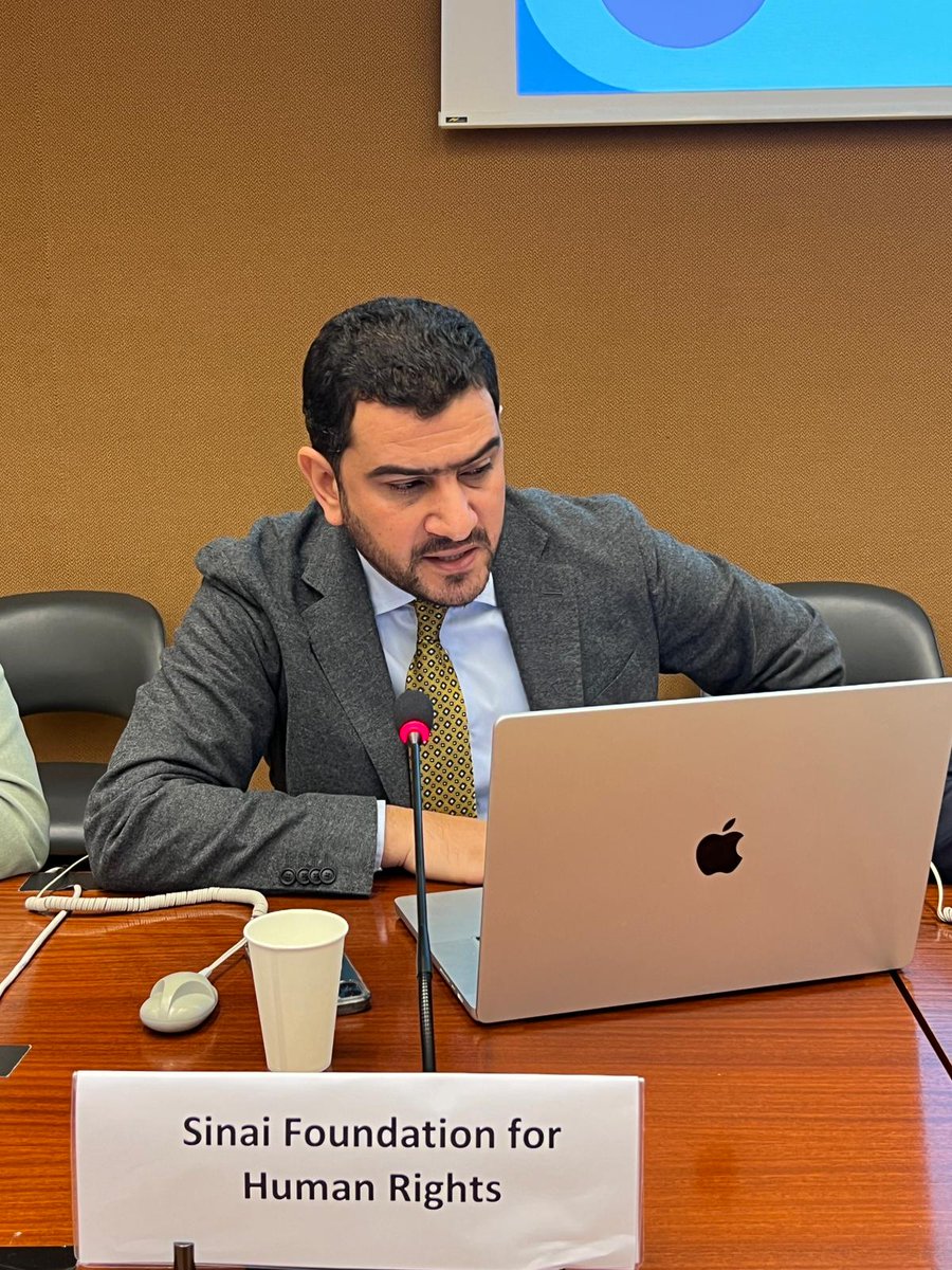 UPRinfo's tweet photo. #PS48 Sinai Foundation for Human Rights evoked the #HumanRights situation in the #Sinai. They urged #Egypt to halt abusive home demolitions, forced evictions, the recruitment of #Children in hostilities, and ensure that #Schools in North Sinai are not used as military purposes. https://t.co/62e0DHyZJn