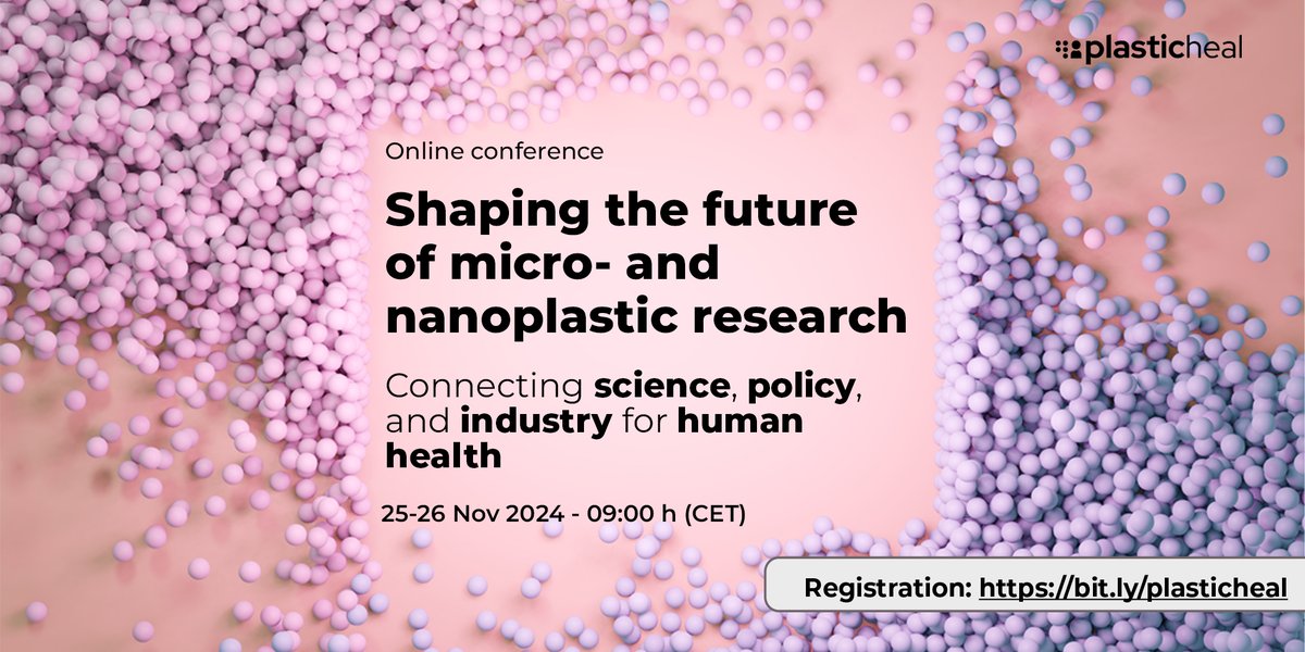 plasticheal's tweet photo. 🗓️Save the date for @plasticheal's #OnlineConference, "Shaping the Future of Micro- &amp; Nanoplastic Research", Nov 25-26!
👩‍🔬Join experts to explore #MNPL challenges &amp; solutions for #humanhealth.
✒️Register now: https://t.co/kem1j8tjPS
#Nanoplastics #Microplastics #Health #research https://t.co/Oe7bG5NYeK