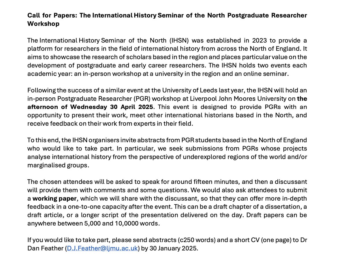 ElinevanOmmen's tweet image. Call for Papers for PhD/PGR international historians based in the North of England. Feel free to get in touch with any questions!