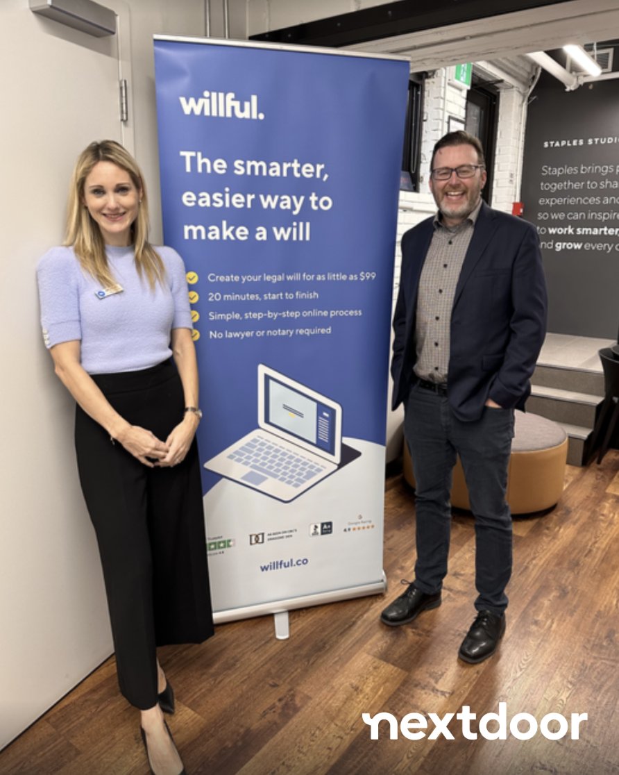 Thanks from <a href="/Nextdoor/">Nextdoor</a>  &amp; <a href="/chrisdoyle/">Christopher Doyle</a> to <a href="/erinbury/">Erin Bury</a> &amp; <a href="/WillfulWills/">Willful</a>  for the workshop on the importance of wills. Neighbours enjoyed q&amp;a during 'Make a Will Month' (Nov) Join nextdoor.ca &amp; learn from neighbours. Need a will? willful.co