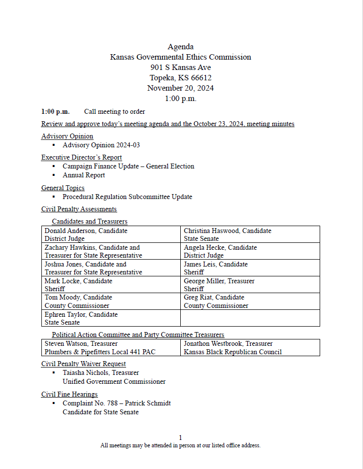 Kansas Governmental Ethics Commission tweet media