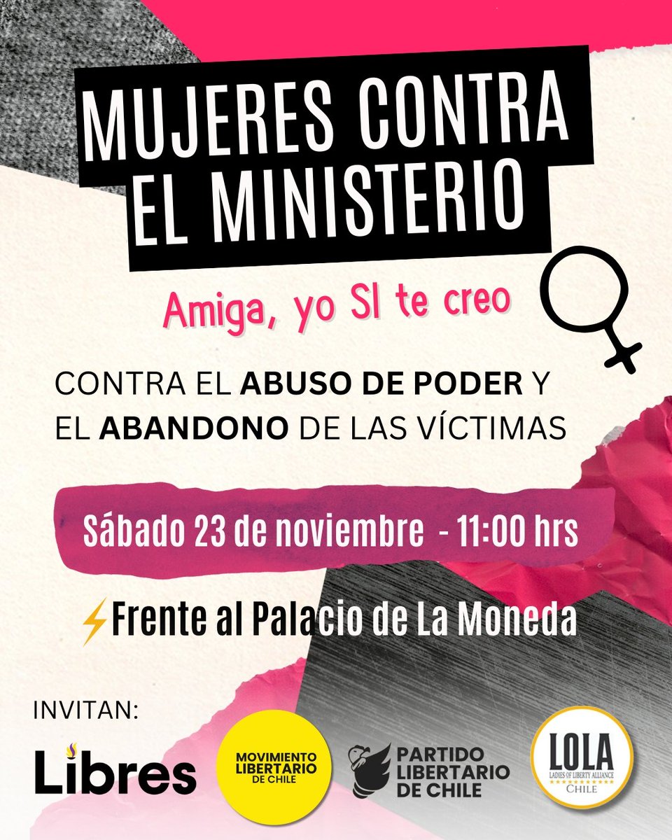Libres_Chile's tweet image. Somos muchos los que nos oponemos a la acción coercitiva de estado que usa su aparato para acallar a las víctimas.
Gracias al Movimiento Libertario de Chile, Partido Libertario de Chile y LOLA Chile por sumarse a esta manifestación.
Mujeres y hombres nos unimos por las víctimas,…