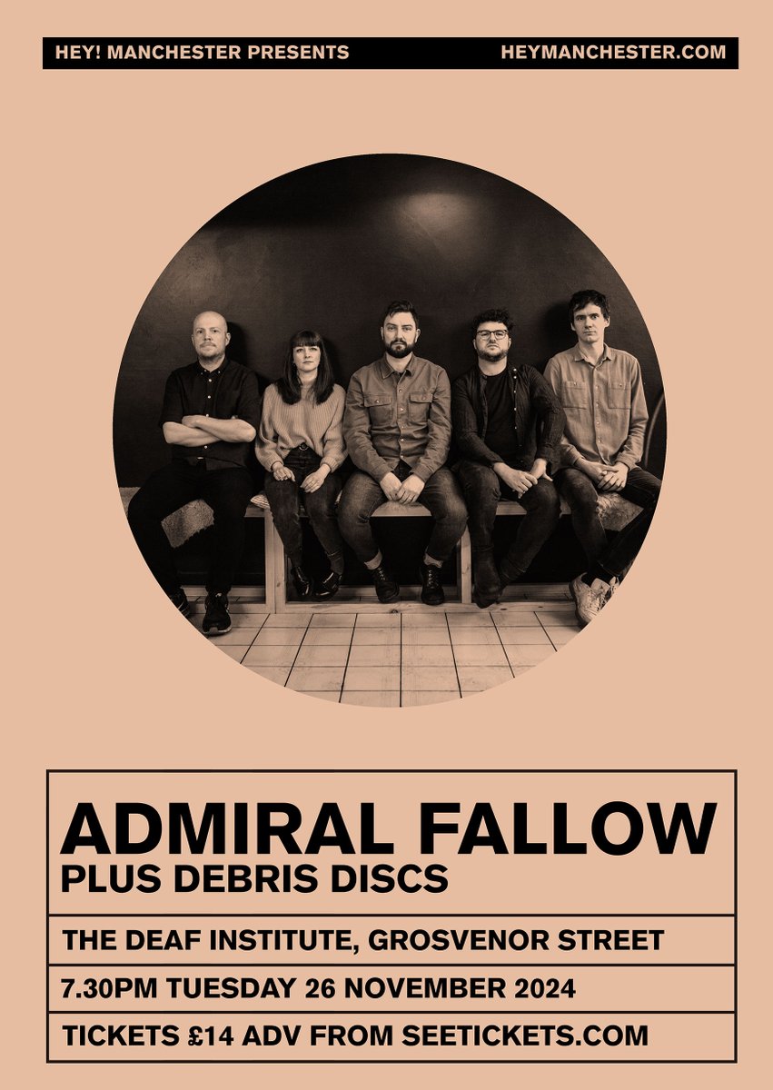 heymanchester's tweet photo. NEXT WEEK: We welcome @AdmiralFallow to @DeafInstitute (Tue), @SkinnyLister to @MancAcademy (Thu), @darrenhayman's #NewStarts to @thecastlehotel (Fri) and @TheSheepdogs to @bandonthewall (Sun). Info and tickets: https://t.co/1lHHwPw2Dh https://t.co/iTMbgvjV2K