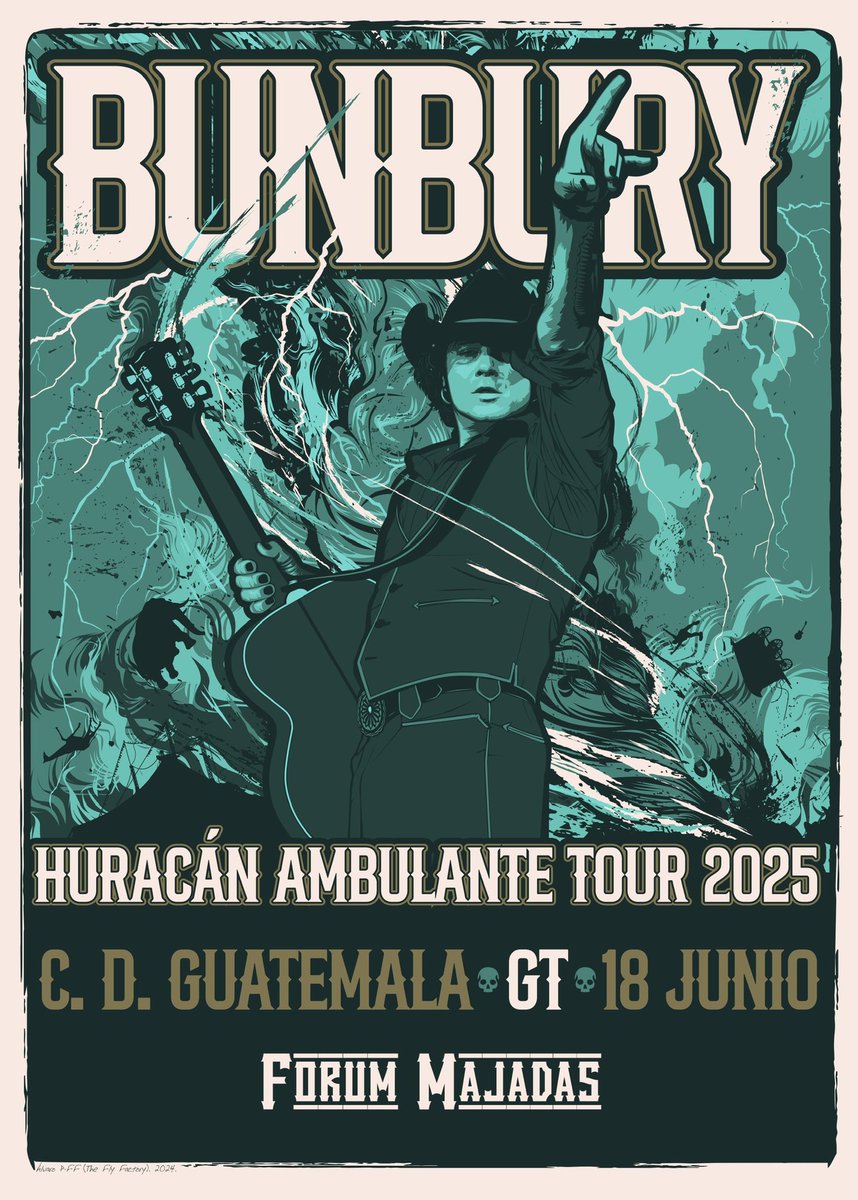 18 junio 
Ciudad de Guatemala, Guatemala 
#Bunbury
#HuracánAmbulante
#TOUR2025

Entradas a la venta en

eticket.gt/masinformacion…