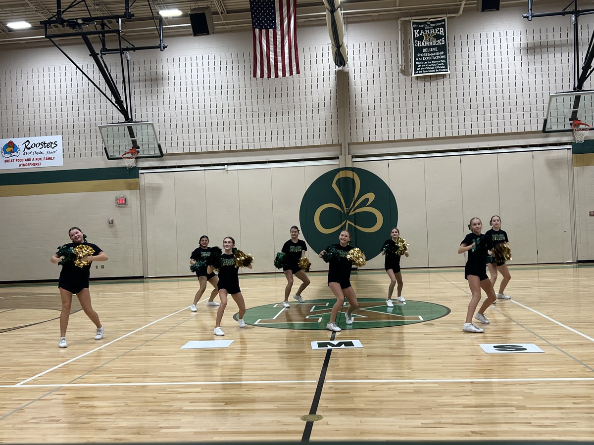 KMSAthletics's tweet photo. The #GRocks girls (basketball and cheerleading) got the gym going with our scrimmage last night.  Season starts tomorrow! https://t.co/wSTFOfHmWd