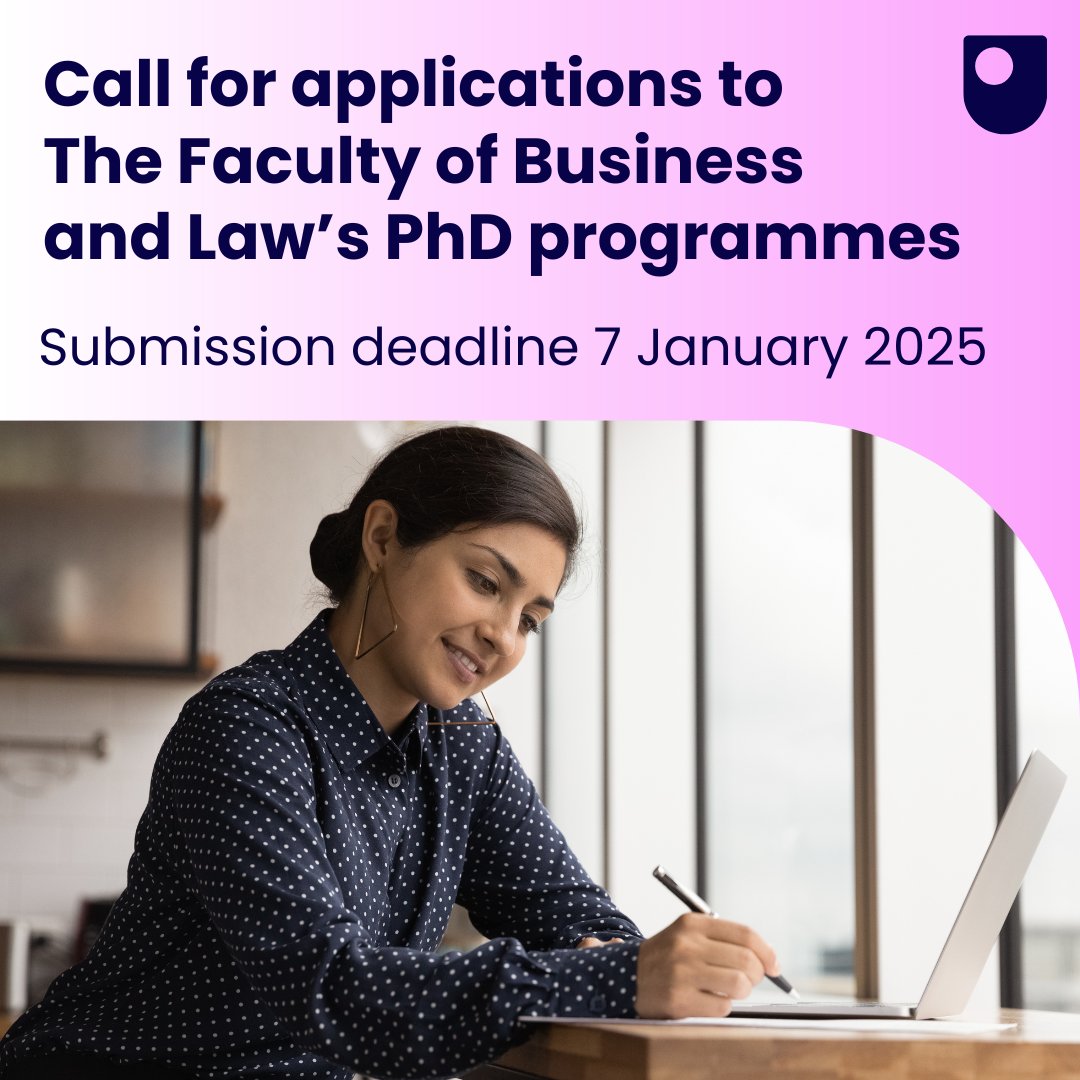 Are you ready to take the next step in your #academic journey?

The Open University Business and Law Schools are inviting applications to join our #PhDprogramme beginning on 1 October 2025 🎉

For more information:
ow.ly/WI4p50UaZFl