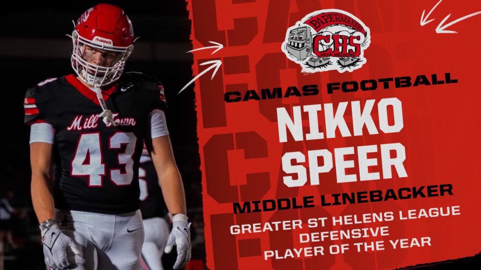 2x GSHL DPOY
<a href="/Coach_Mathieson/">Adam C. Mathieson, M.Ed., CAA</a> <a href="/CoachRich74/">Rich Moreno</a> <a href="/BrandonHuffman/">Brandon Huffman</a> <a href="/PapermakerFB/">Camas Papermakers Football</a>