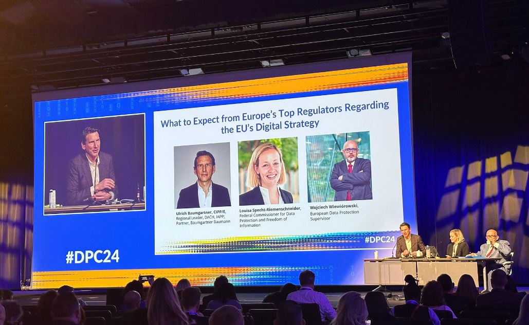 'What to Expect from Europe’s Top Regulators Regarding the EU’s Digital Strategy' panel at <a href="/the_iapp/">IAPP</a> Congress -<a href="/W_Wiewiorowski/">Wojtek Wiewiorowski</a>, <a href="/UliBaumgartner/">Ulrich Baumgartner</a>, and Louisa Specht-Riemenschneider (#BfDI), tackling next 5 years of regulatory priorities, #AI supervision &amp; intl cooperation #DPC24
