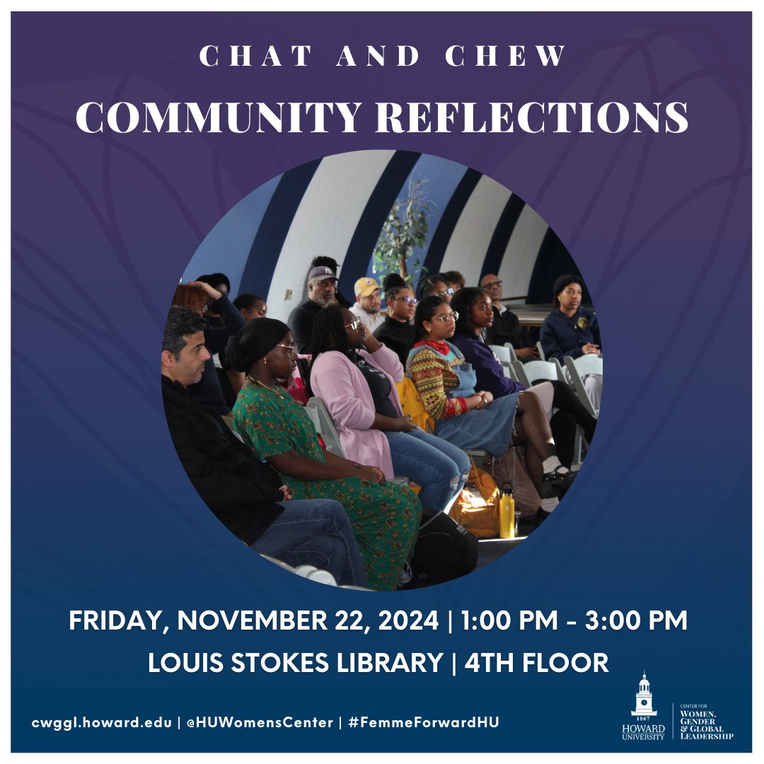 This Friday, join the CWGGL as we open up a safe space for the Howard University community to speak openly about their thoughts on the outcome of the 2024 Election, with a special focus on Vice President Kamala Harris' loss. We invite all students, faculty, and staff.