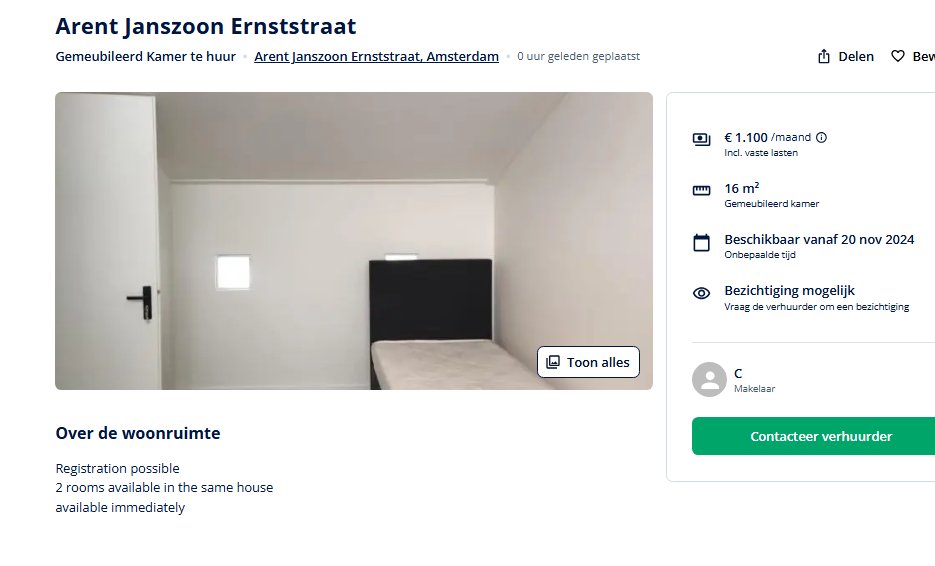 De Huurcommissie heeft de huurprijzen van kamers in een woning in de AJ Ernststraat verlaagd van € 1100 naar gemiddeld € 200 per stuk (wooninfo.nl/nieuws/2024/11…) maar deze verhuurder blijft ook vandaag doodleuk kamers aanbieden voor € 1100 per stuk. (kamernet.nl/huren/kamer-am…)