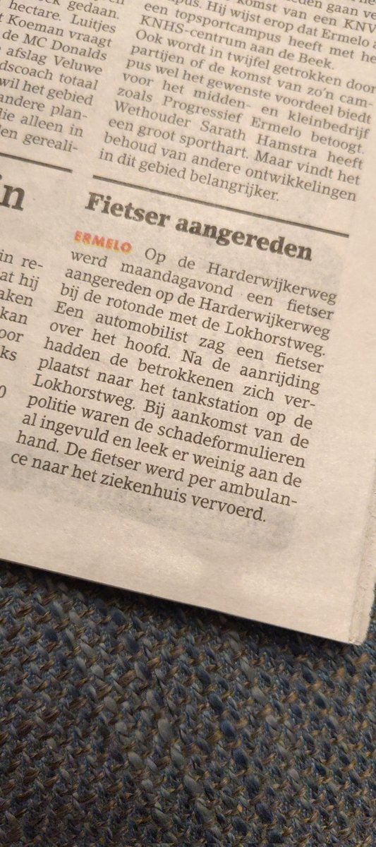 Fietser per ambulance naar ziekenhuis = weinig aan de hand