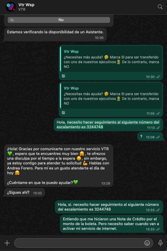 jp_correab's tweet photo. Grande @VTRChile @VTRsoporte no solo no contestan el call center, sino que su pasión es la atención al cliente. Hasta la IA de VTR te deja el visto de 2 horas. https://t.co/8UpPGHIsG8