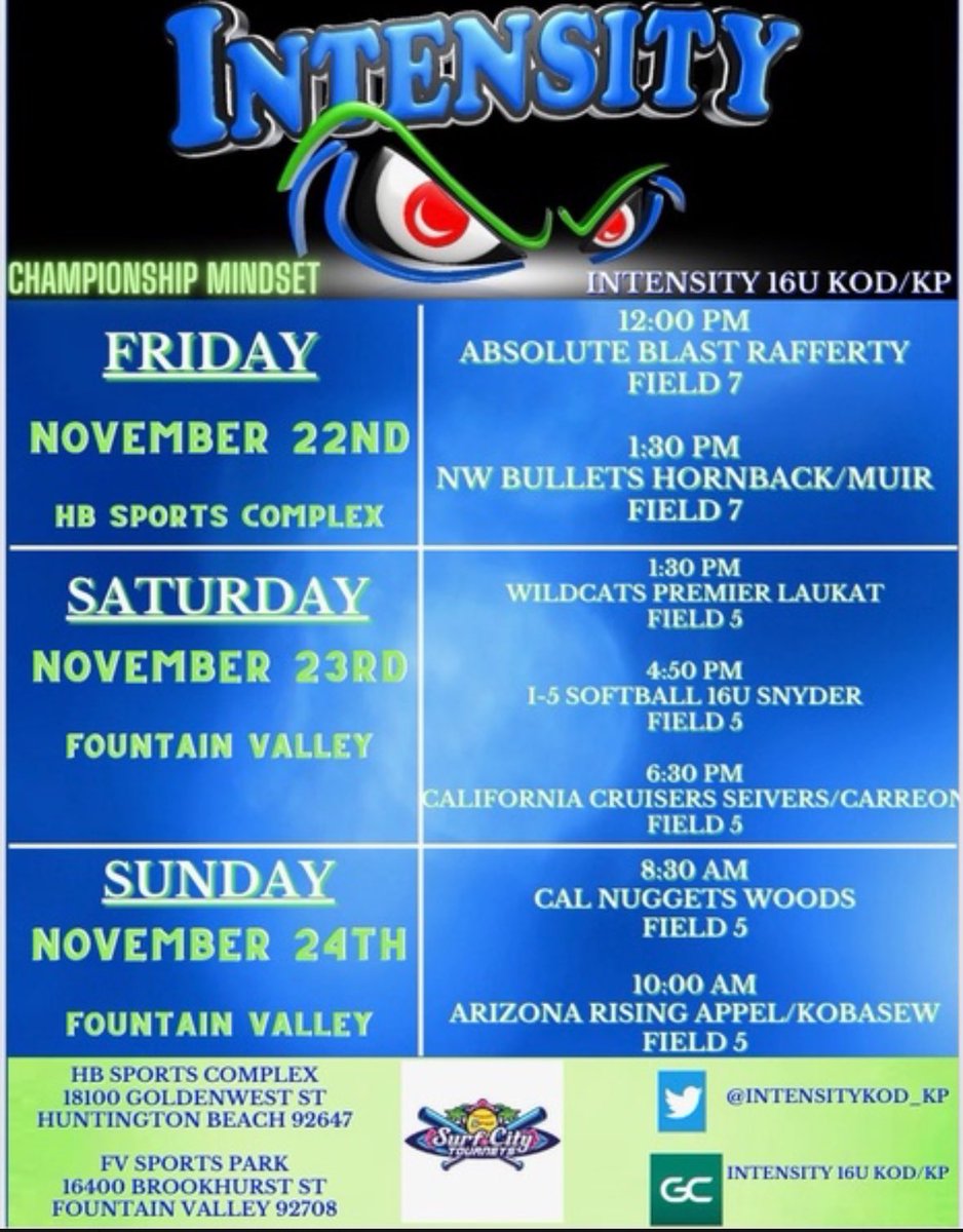 Lilyann Surber (@lilysurber27) on Twitter photo Canโt believe our last showcase of the fall is this weekend! Come check our team out in Cali!! ๐โ๏ธ๐๐๐
<a href="/intensitykod/">Kevin ODonnell</a> <a href="/IntensityKOD_KP/">kp@jerseyintensity.com</a> <a href="/SBRRetweets/">Softball Recruiting Reposts</a> <a href="/CoastRecruits/">Coast 2 Coast Recruits</a> <a href="/TOP_D1RECRUITS/">Softball Top Preps Retweet</a> <a href="/TopPreps/">SPORTS NEWS, VIDEOS, GRAPHICS, EXPOSURE & MORE</a> <a href="/LineDsoftball/">Line Drive Media</a> <a href="/PGFnetwork/">PGF</a> <a href="/ExtraInningSB/">EXTRA INNING SOFTBALL</a> Canโt believe our last showcase of the fall is this weekend! Come check our team out in Cali!! ๐โ๏ธ๐๐๐
<a href="/intensitykod/">Kevin ODonnell</a> <a href="/IntensityKOD_KP/">kp@jerseyintensity.com</a> <a href="/SBRRetweets/">Softball Recruiting Reposts</a> <a href="/CoastRecruits/">Coast 2 Coast Recruits</a> <a href="/TOP_D1RECRUITS/">Softball Top Preps Retweet</a> <a href="/TopPreps/">SPORTS NEWS, VIDEOS, GRAPHICS, EXPOSURE & MORE</a> <a href="/LineDsoftball/">Line Drive Media</a> <a href="/PGFnetwork/">PGF</a> <a href="/ExtraInningSB/">EXTRA INNING SOFTBALL</a>