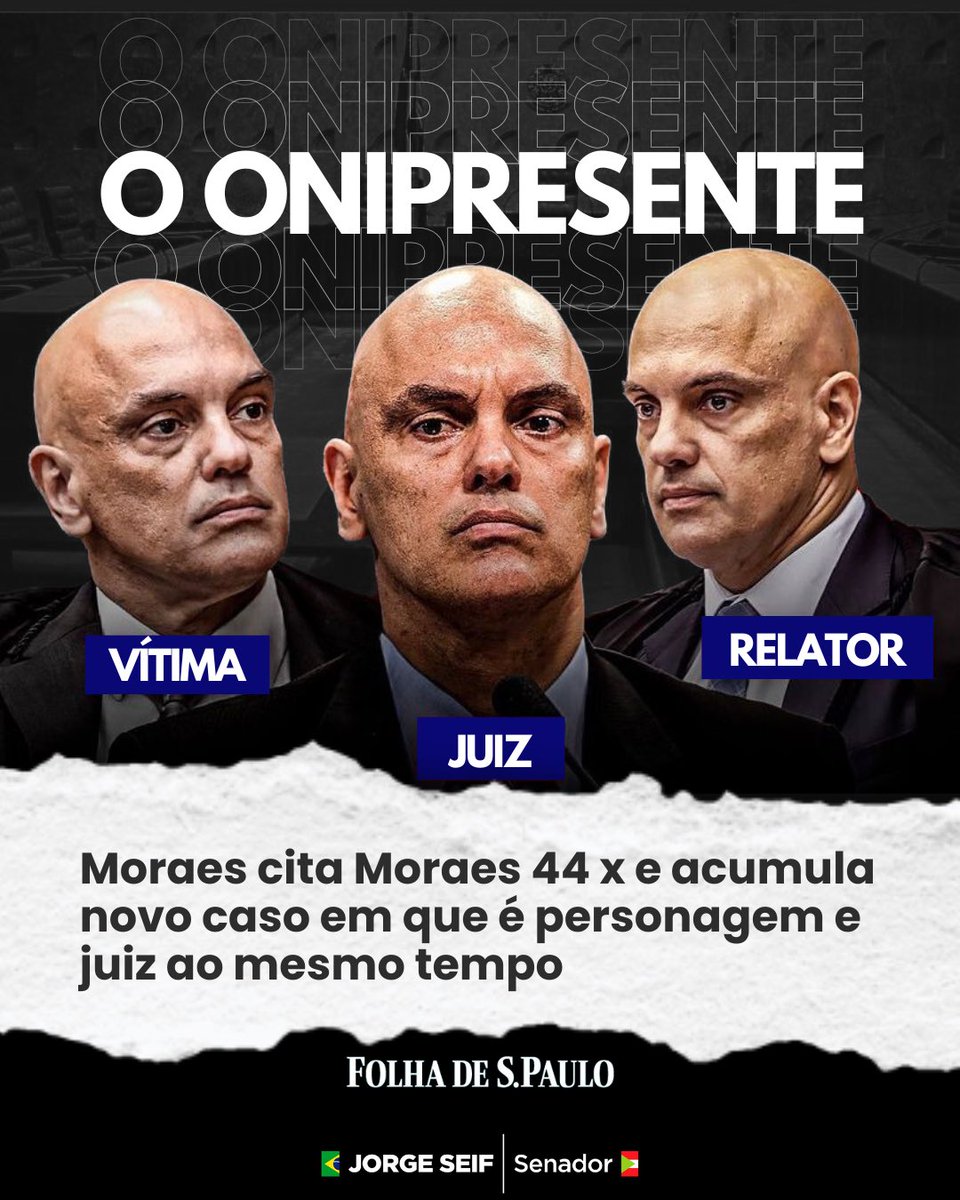 É inacreditável!

Na decisão de ontem, Alexandre de Moraes conseguiu se mencionar 44 vezes enquanto autorizava a operação da Polícia Federal sobre o suposto plano de atentado contra autoridades. 

Será que alguém consegue ter um julgamento justo quando o juiz é também a vítima?