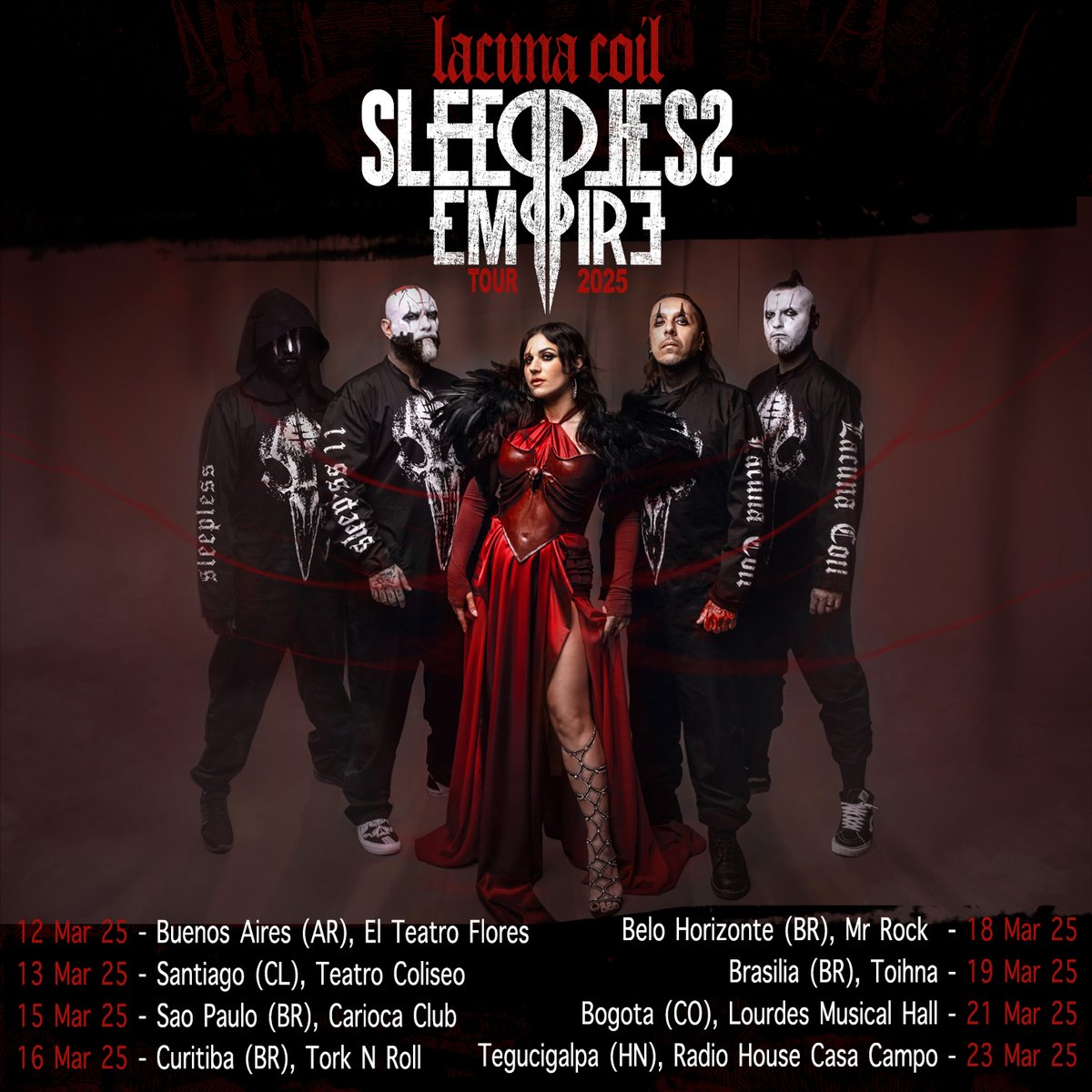 lacuna_coil's tweet image. Latin America 🇦🇷 🇨🇱 🇧🇷 🇨🇴 🇭🇳 it’s been a long time but we’re stoked to announce we&apos;ll be back in March 2025! 

Tickets on sale tomorrow at 12PM local time.