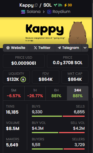 Communicatio24's tweet photo. Kappy $Kappy  
Liquidity - $130K
Mkt Cap - $841K

CEhFvMotKm3zucKUBEHVvTaxQ4e9QVPaAjSfkzFLpump
#Memecoins #Solanamecoin 

Launch of a new token $BEBE @BeerBear2024 https://t.co/w089vFCtDS