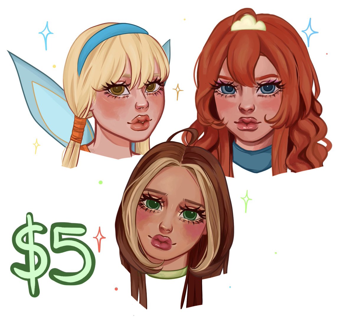 mallowcorn's tweet photo. Commissions Open for:

$5 Head Portraits 🧚✨

#commissionsopen https://t.co/tJWpHktPGV