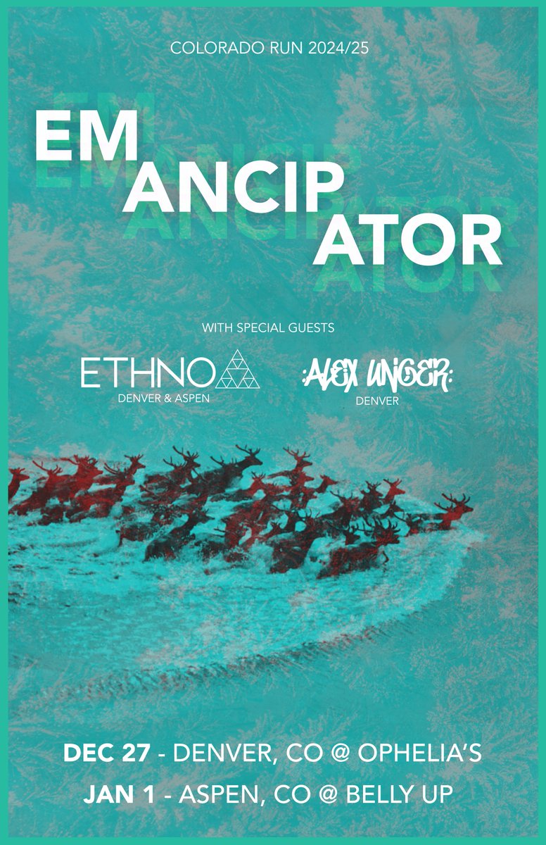 Emancipator (@emanc) on Twitter photo Headed back to Colorado just in time for the new year! I'll be bringing out special guests <a href="/ethnoglobal/">ethnoglobal</a> and Alex Unger. Tickets are on sale this Friday, at 10am MT ❄️🦌
emancipatormusic.com Headed back to Colorado just in time for the new year! I'll be bringing out special guests <a href="/ethnoglobal/">ethnoglobal</a> and Alex Unger. Tickets are on sale this Friday, at 10am MT ❄️🦌
emancipatormusic.com