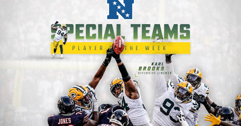 packers's tweet photo. He called game.

Congratulations to Karl Brooks for being named Week 11's NFC Special Teams Player of the Week!