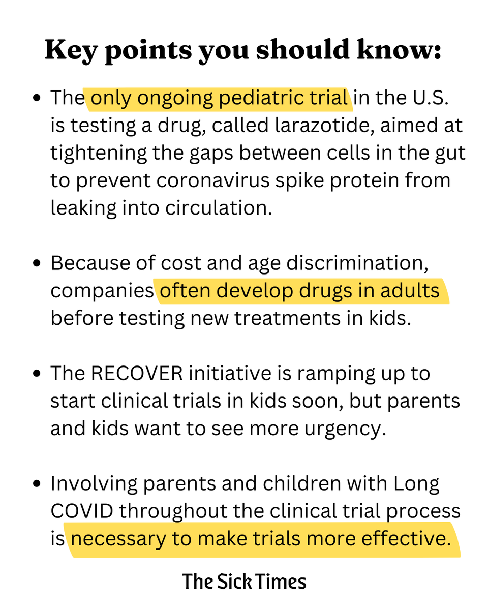 In February, the National Institutes of Health’s RECOVER program published a review paper estimating 5.8 million kids in the U.S. were living with #LongCOVID — but there are only two registered drug trials for Long COVID in kids. Why? bit.ly/4eDxpdc