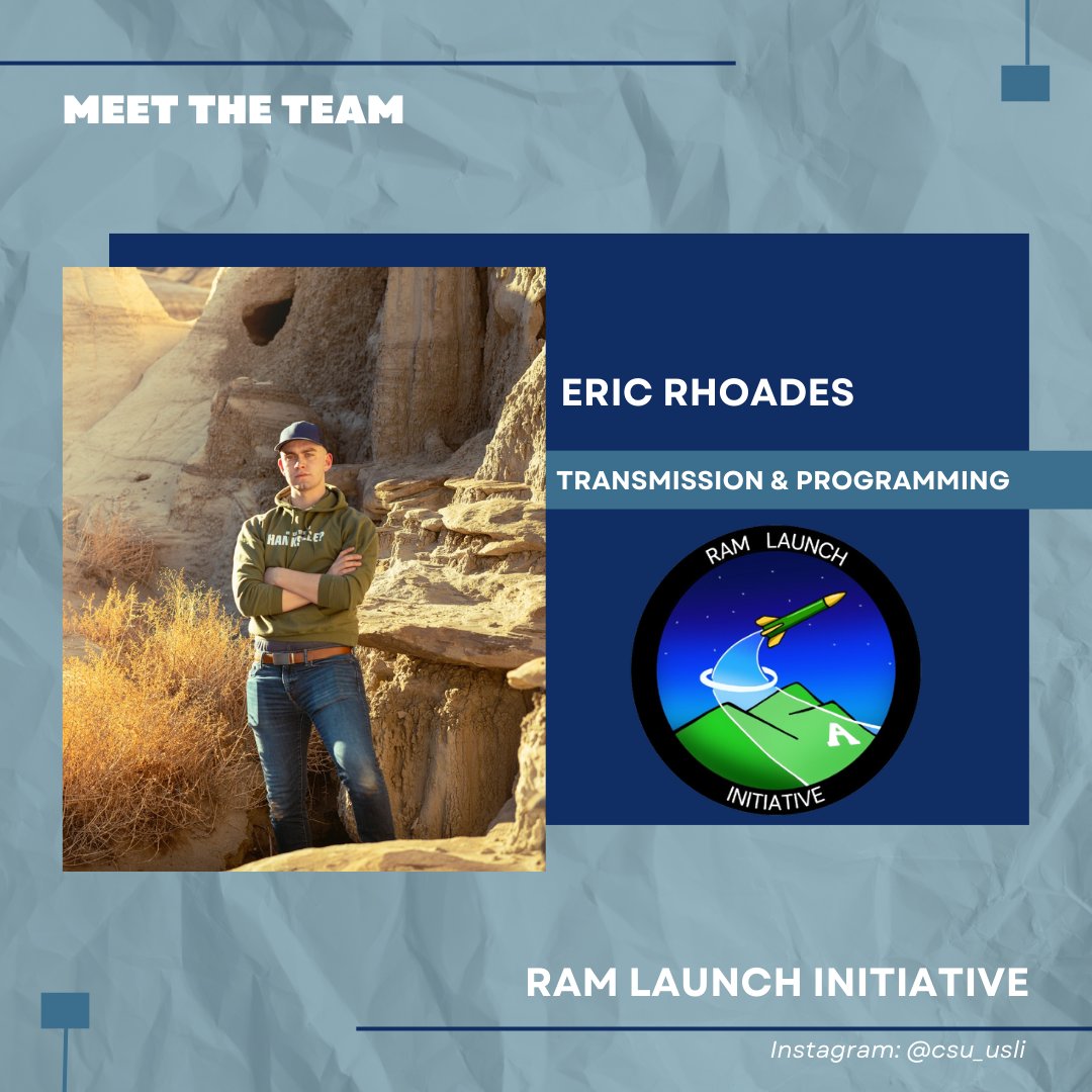 CSU_USLI's tweet image. Meet Eric Rhoades, a Junior Mechanical Engineering student with a concentration in aerospace! Eric is a member of the USLI Team as an undergraduate intern this year on the transmission and programming team and enjoys backpacking, sound design, and photography.