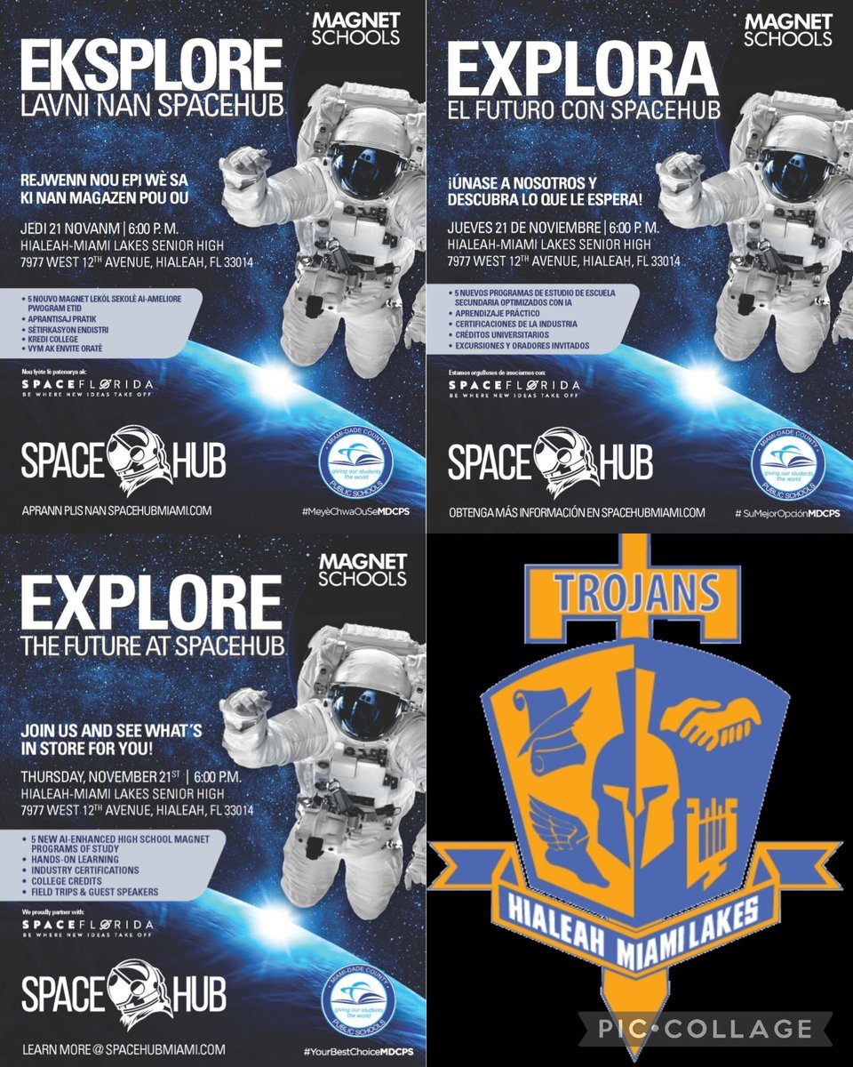 From classroom to cosmos—your space journey begins at SpaceHUB@HML! This mega-magnet experience features advanced courses &amp; a newly upgraded planetarium. Open House is Thurs., 11/21, at 6 pm at 7977 W 12th Ave, Hialeah. Learn more: spacehubmiami.com #YourBestChoiceMDCPS