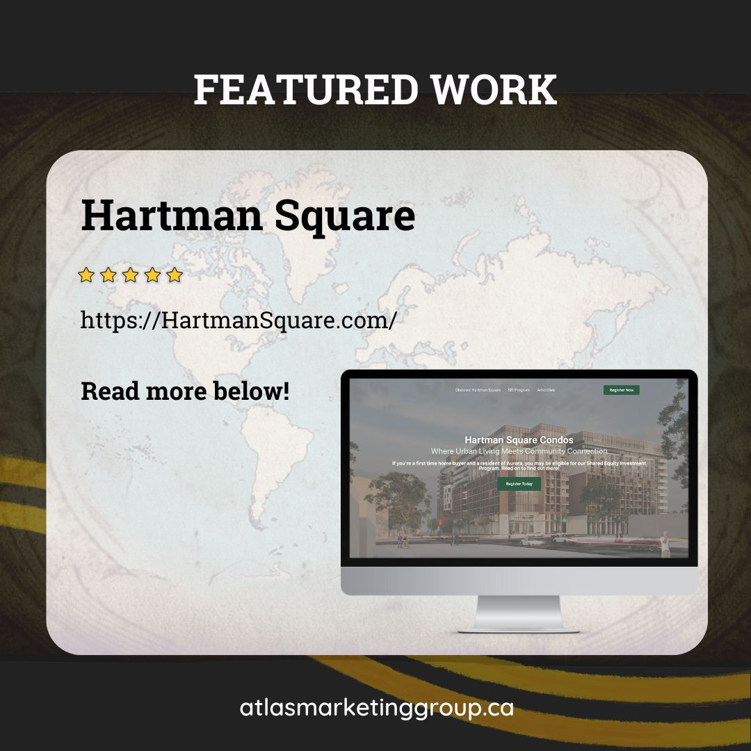 We recently designed a website for Hartman Square, a stunning condo development in the heart of Aurora that blends urban convenience with small-town charm. 

Visit their page now to see the website and let us know what you think!

#WebDesign #HartmanSquare #AtlasMarketingGroup