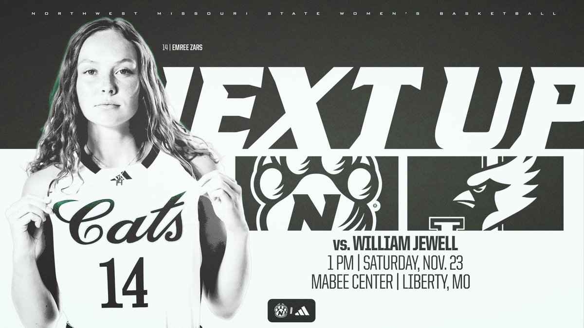 WBB PREVIEW ||| NO. 18 NORTHWEST AT WILLIAM JEWELL

The No. 18-ranked Northwest Missouri State women's basketball team (5-1) will play its only game of the week at 1 p.m., on Saturday, Nov. 23, taking on the William Jewell Cardinals in Liberty, Mo.

bit.ly/3Z023rd