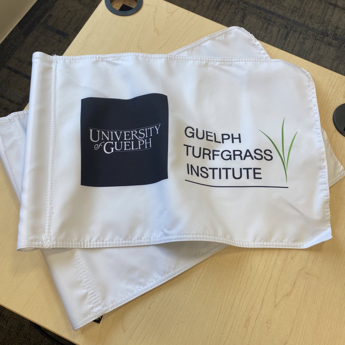 Thanks to our friend James at Ontario Seed Company! He noticed that our flag still had our old logo and he got these printed for us!😍 
Our industry partners and #GuelphTurf family members are just THE BEST!