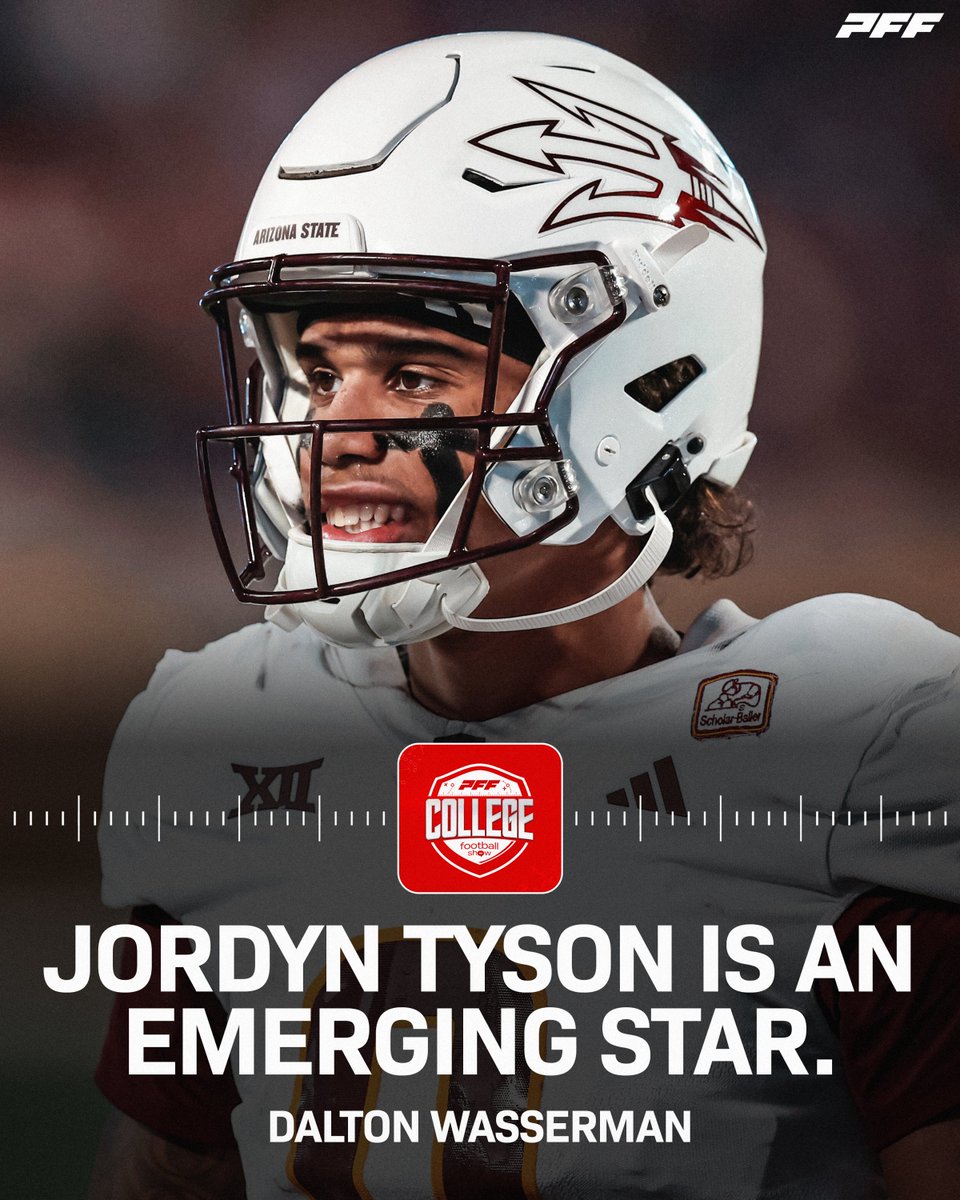 PFF College (@pff_college) on Twitter photo Since Week 7, Jordyn Tyson leads all players in receiving yards👀
<a href="/ASUFootball/">Sun Devil Football</a> Since Week 7, Jordyn Tyson leads all players in receiving yards👀
<a href="/ASUFootball/">Sun Devil Football</a>