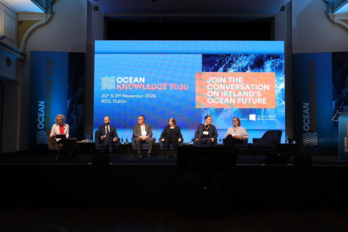 MarineInst's tweet photo. Our final panel discusses how Ireland can and should lead in ocean research.
@bellser48 says: โI think you lead by example, and you lead by commitment. You lead by confidence.โ
#OceanKnowledge2030 https://t.co/Dwjl5I5gch