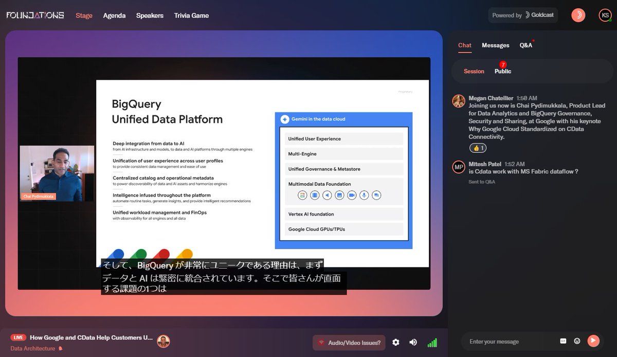 sugimomoto's tweet image. AI ReadyなデータプラットフォームBigQuery

 #CDataFoundations