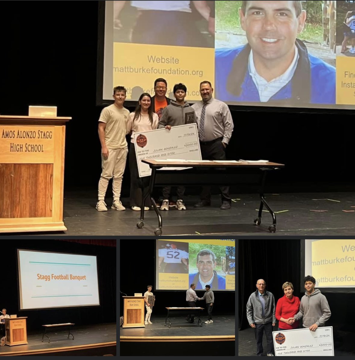 MattBurkeFound1's tweet photo. Last night the Matt Burke Foundation had the opportunity to award our newest recipient at the Charger Football awards night. Congratulations to Julian Gonzalez. As always thank you to our many donors for making this a possibility. Go Chargers !!! https://t.co/oZYMOHf7rs