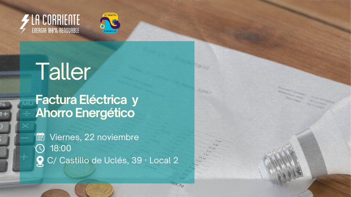 La Corriente Coop (@lacorrientecoop) on Twitter photo 📢¡No te pierdas el taller interactivo que organizamos en colaboración con <a href="/avtobosimancas/">A.V Un Tobogán en Simancas</a> !
👌Gestiona tu gasto energético de manera eficiente.
📃¡No olvides traer tu factura de la luz!
📲 𝗜𝗻𝘀𝗰𝗿𝗶𝗽𝗰𝗶ó𝗻 𝘃í𝗮 𝗪𝗵𝗮𝘁𝘀𝗔𝗽𝗽 𝟲𝟮𝟬 𝟭𝟯 𝟰𝟲 𝟭𝟬
#LaCorrienteCoop💡 📢¡No te pierdas el taller interactivo que organizamos en colaboración con <a href="/avtobosimancas/">A.V Un Tobogán en Simancas</a> !
👌Gestiona tu gasto energético de manera eficiente.
📃¡No olvides traer tu factura de la luz!
📲 𝗜𝗻𝘀𝗰𝗿𝗶𝗽𝗰𝗶ó𝗻 𝘃í𝗮 𝗪𝗵𝗮𝘁𝘀𝗔𝗽𝗽 𝟲𝟮𝟬 𝟭𝟯 𝟰𝟲 𝟭𝟬
#LaCorrienteCoop💡