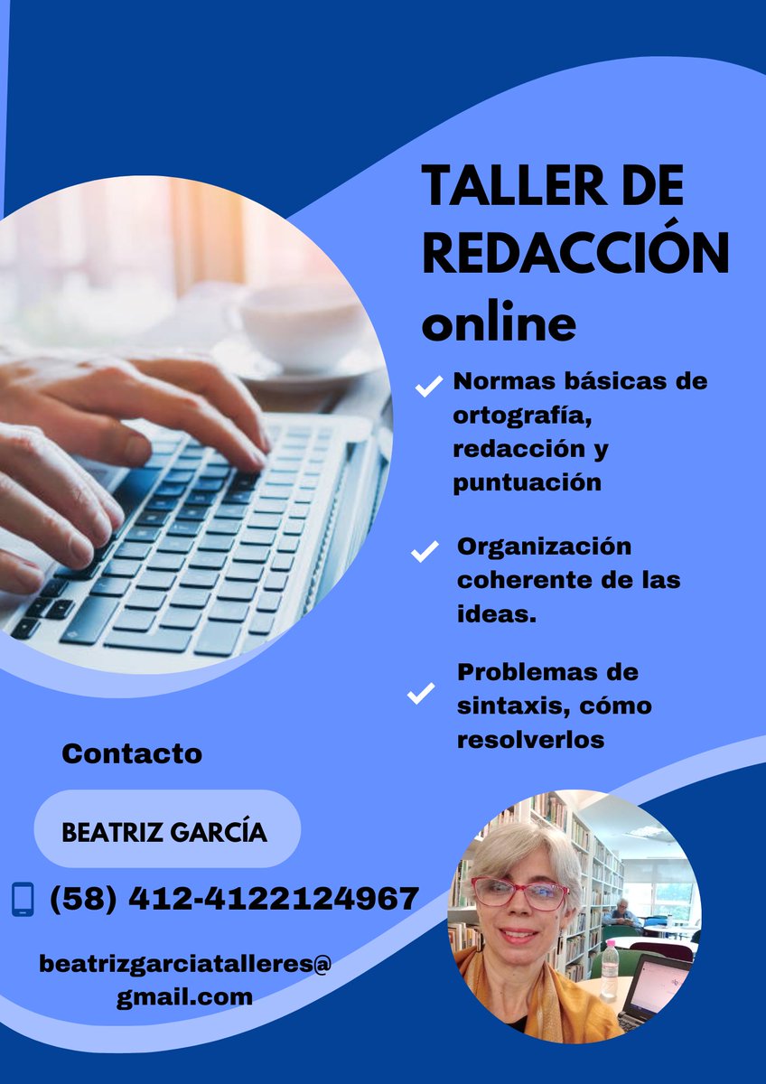 ¿Necesitas mejorar tu redacción? Te ofrezco mi taller de redacción online personalizado, un taller teórico-práctico al que tú pondrás la hora y la fecha. Haremos ejercicios para que escribas de manera clara y coherente.