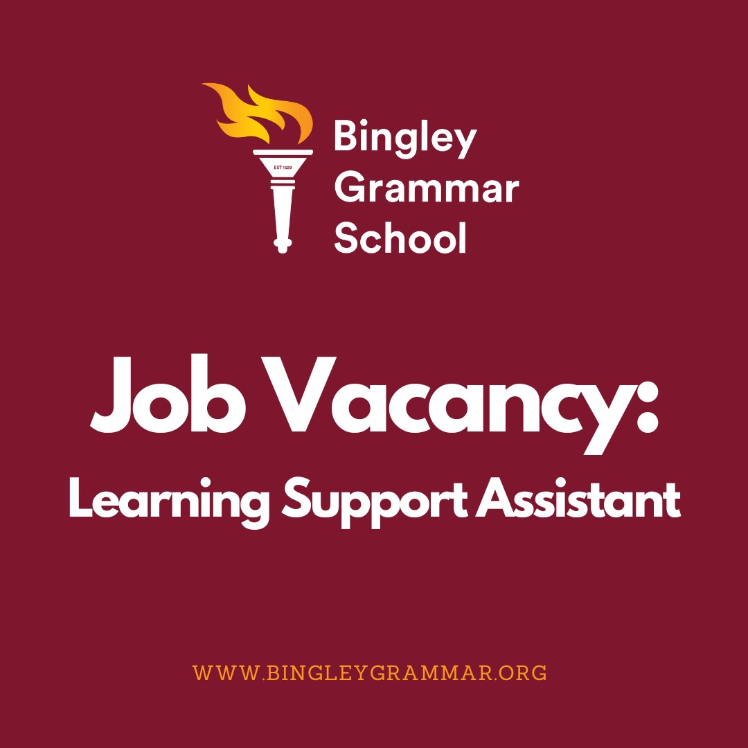 bingleygrammar's tweet image. We have an exciting opportunity to join our team, further information and application pack can be found here>> bingleygrammar.org/Our-School/Vac… #bingleygrammar #BelongGrowSucceed