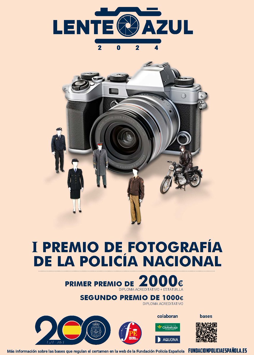 Si eres un amante de la fotografía 📸esto te interesa ⬇️

👮‍♀️💙Convocada la primera edición del "Premio de Fotografía Policía Nacional Lente Azul 2024"  

🥇 2.000 €
🥈 1.000 €

Promovido por la Fundación Policía Española con la colaboración de 
<a href="/SomosGlobalcaja/">Globalcaja</a>  
@InfoAquona