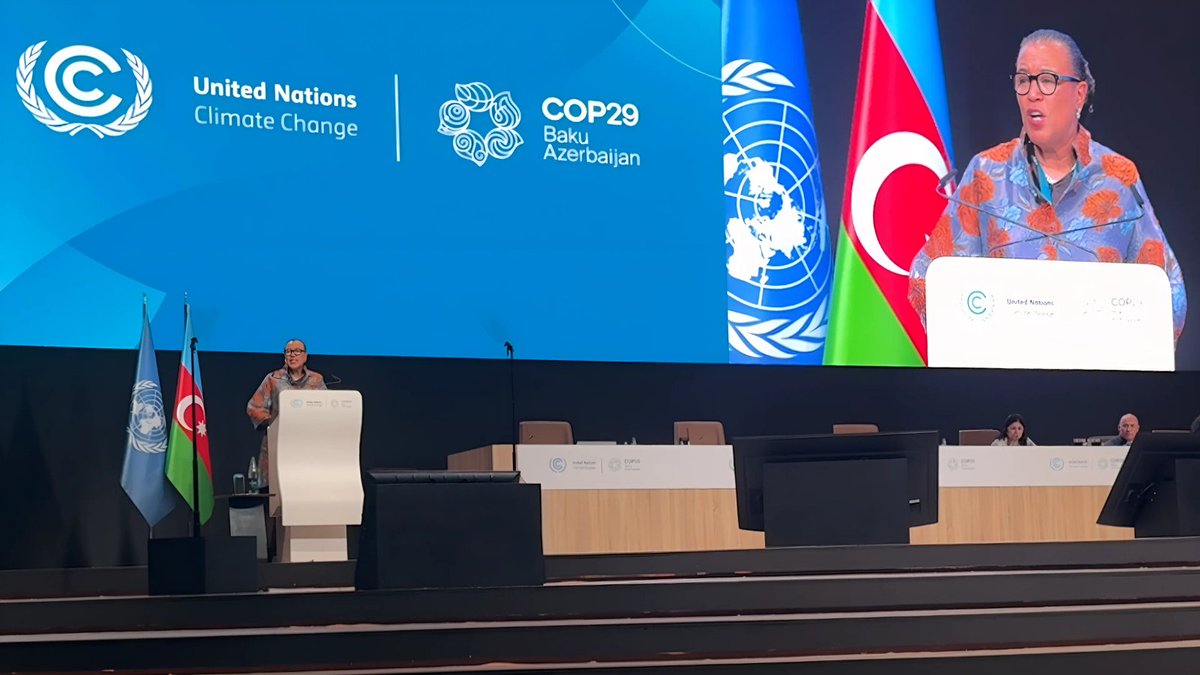 commonwealthsec's tweet photo. "Together, let us lead the world toward resilience, prosperity, and peace - not for us, but for those who come after."

"Our people are watching."

- @PScotlandCSG speaking at #COP29 

#CommonwealthForClimate https://t.co/P14ejNYhhm