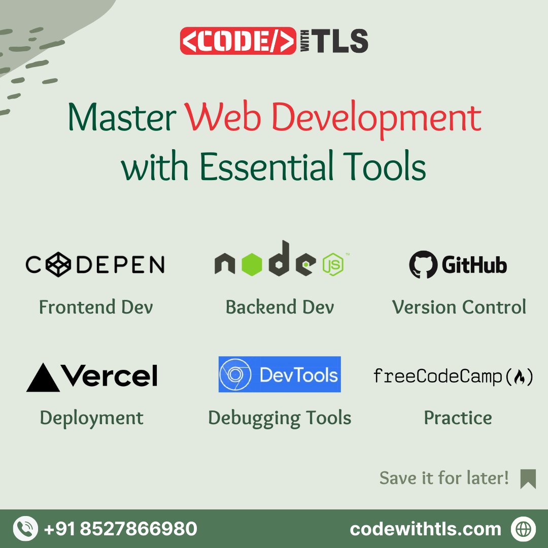 codewithtls's tweet image. Master web development with @codewithtls ! Build projects, learn best practices, and unlock tech opportunities.

Call us now at +91 8527866980 
 codewithtls.com

#WebDevelopment #CodingLife #FrontendDevelopment #BackendDevelopment #FullStackDeveloper #CodeWithTLS
