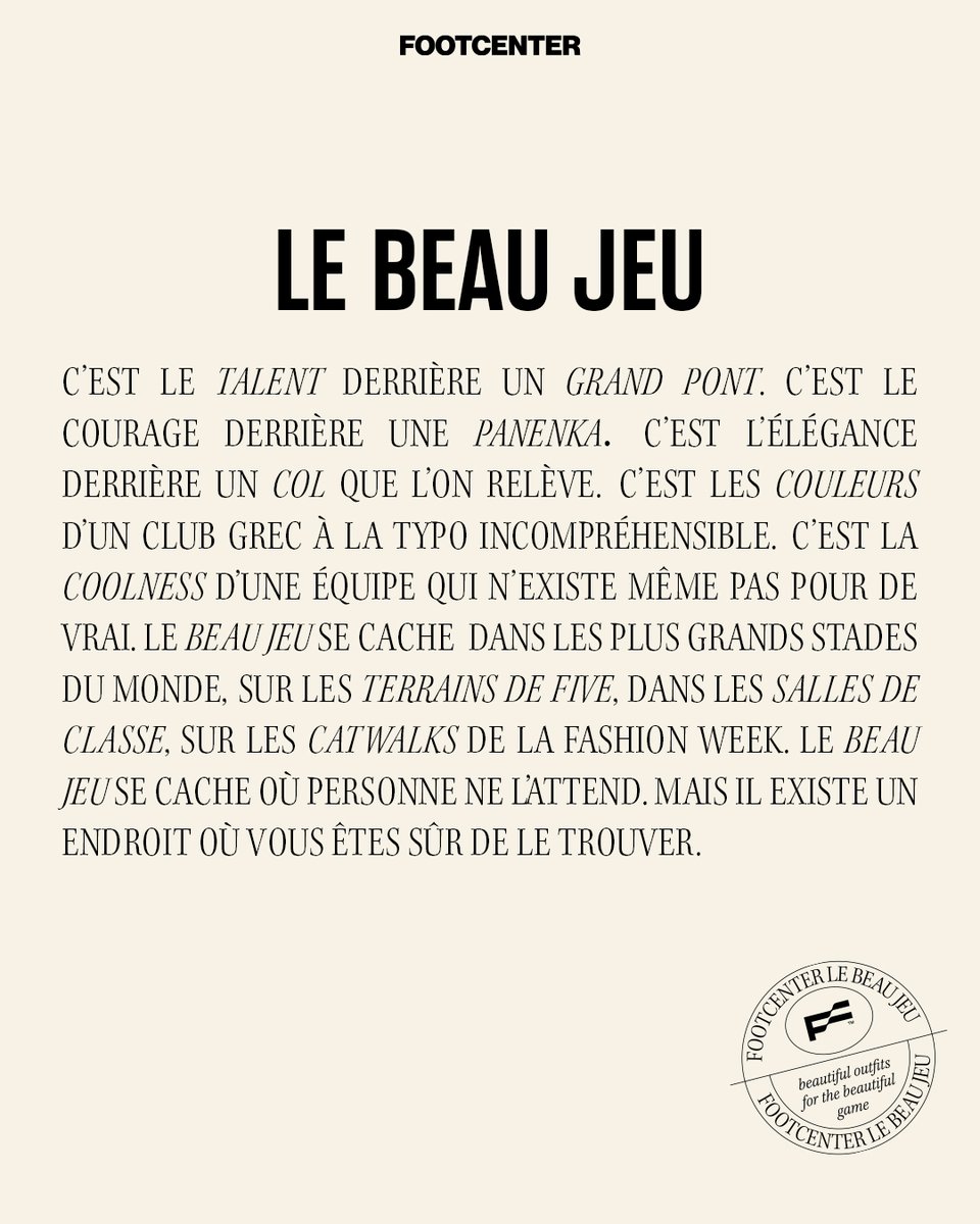 footcenter_fr's tweet photo. Nouveau logo, nouvelles vibes, nouveaux produits. Footcenter ouvre un nouveau chapitre d'une longue carrière débutée dans les années 70. 

Des crampons ultra-techniques, aux maillots les plus audacieux, notre mantra reste le même : le beau jeu, sur le terrain et en dehors. https://t.co/0IgSekPWmv