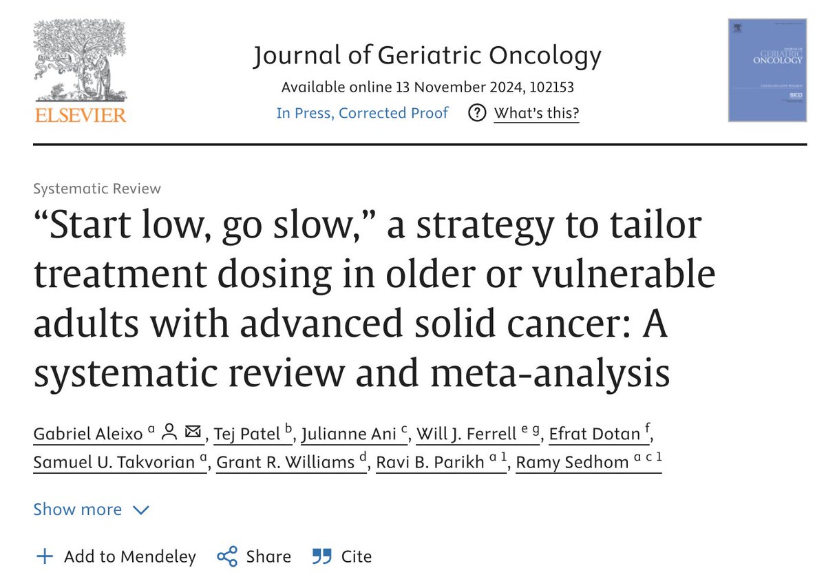 realbowtiedoc's tweet photo. Wisdom ➡️ #data in @JGeriOnc

Systematic review in #GeriOnc 👴🧓for dose escalation in #olderadults the pearl🦪 "Start Low Go Slow" 

May ⬇️ #tox without ⬇️ #OS 

More intentional trials needed! 

🔗: https://t.co/W1Wemw3Uu0

@ramsedhom 
@GrantWilliamsMD 
@ravi_b_parikh 
@anhbl9 
@RyanNipp 
@MazieTsangMD 
@crisbergerot 
@WilliamDale_MD 
@OncoAlert🚨
#OncoAlertAF
@yekeduz_emre
@FadiHaddad_MD
@Abdallah81MD
@Erman_Akkus
@Abdallah81MD
@bavilima
@acampsmalea
@DrFMartinelli
@lungoncdoc
@Dr_Ivanoncologo
@orellanauro
@FernandoOnco
@Lucarecco
@HHorinouchi
@ElisaAgostinett
@to_be_elizabeth
@BiagioRicciutMD
@nataliagandur